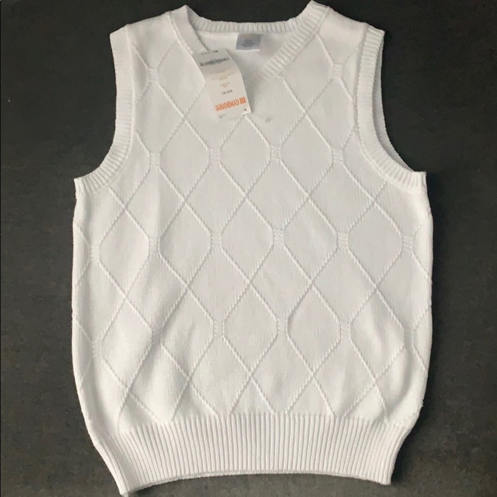 Gymboree boys sweater vest white